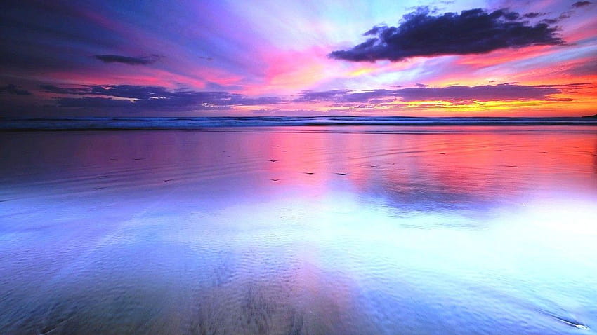 Zachody słońca: Pejzaże morskie Odbicia Piękno Wyraźny Chłodny Widok Kolory Zachód słońca, chłodne tło zachodu słońca Tapeta HD