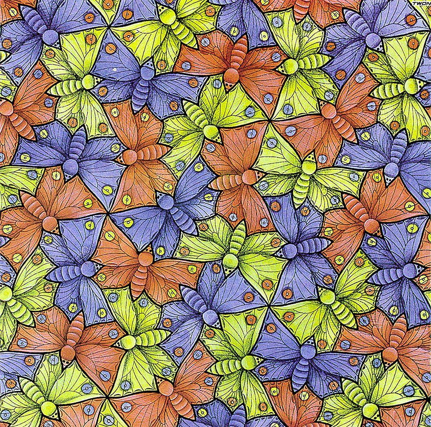 Escher M Optical Illusion Art, tessellation HD wallpaper
