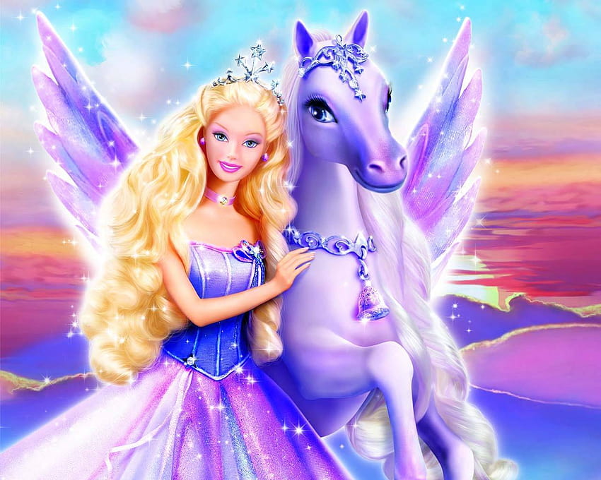 Pegasus and Barbie Princess, barbies HD wallpaper