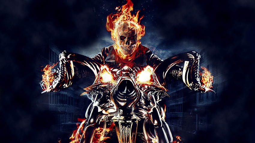 Ghost Rider, Totenkopf, Feuer, Motorrad, Comics, Graphic Novels, Feuerwehrmotorrad HD-Hintergrundbild
