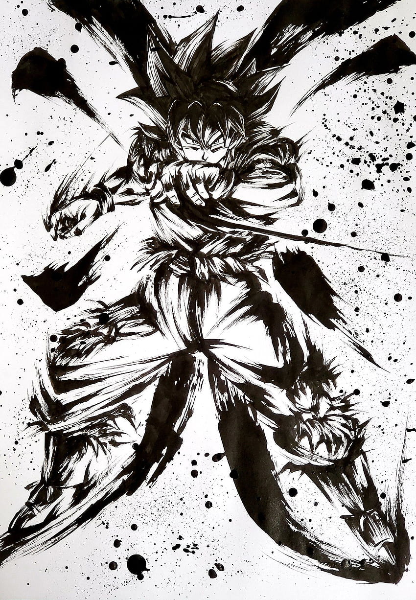 Son Goku サレ auf Dragon Ball Ink Style Arts❤️♠️, Goku-Zeichnung HD-Handy-Hintergrundbild