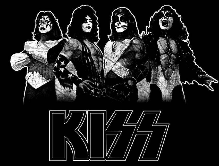 Kiss Band on Dog, embrasse un groupe de rock Fond d'écran HD