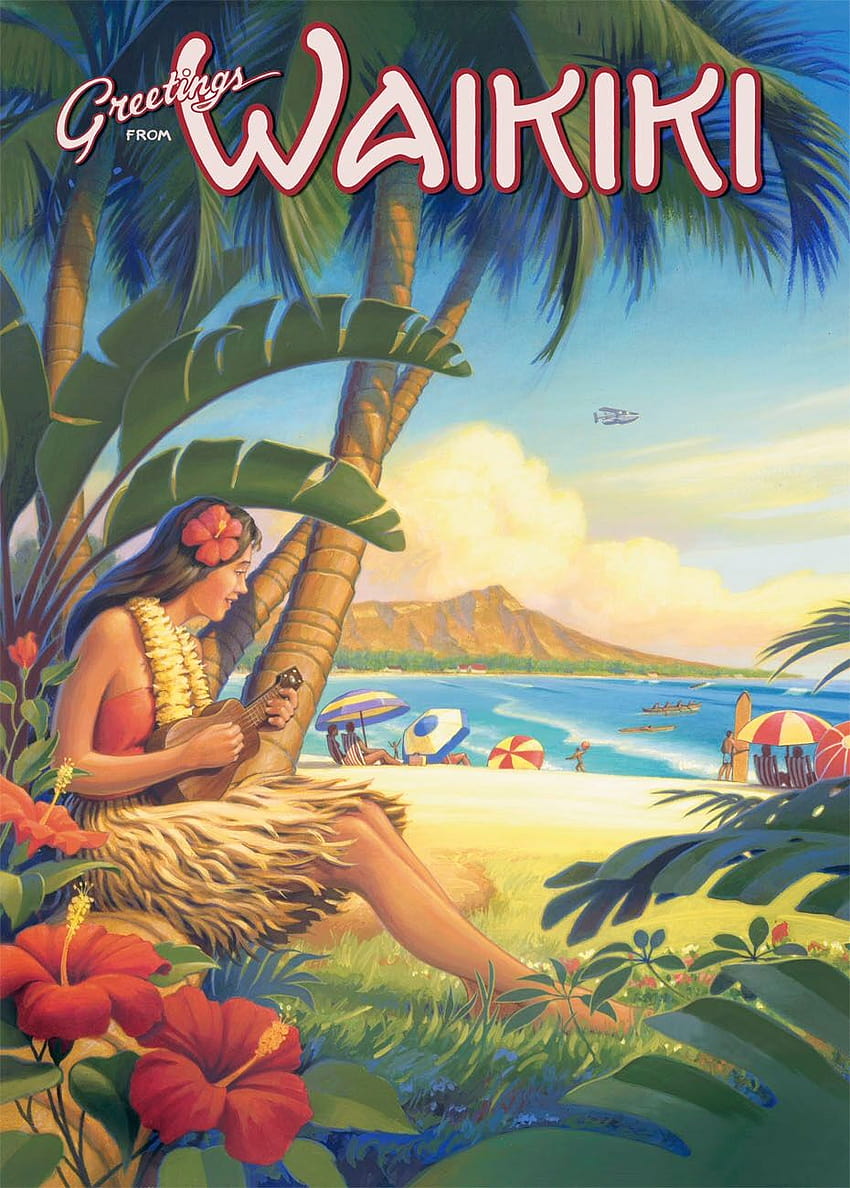 3 Vintage hawajski, retro hawajski Tapeta na telefon HD