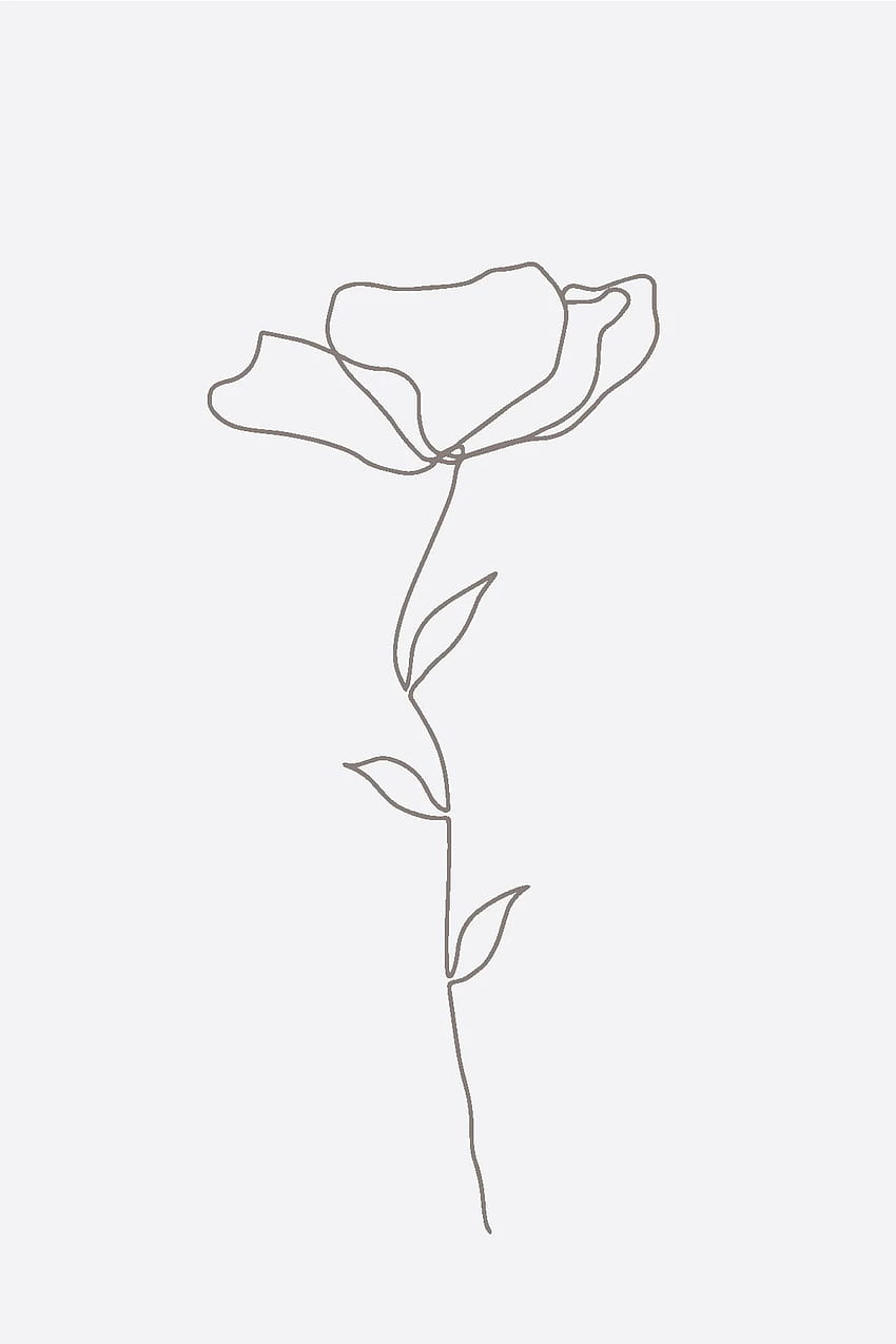 Flower Abstract Line Art Print, Minimalist Art Print, วาดดอกไม้สไตล์มินิมอล วอลล์เปเปอร์โทรศัพท์ HD