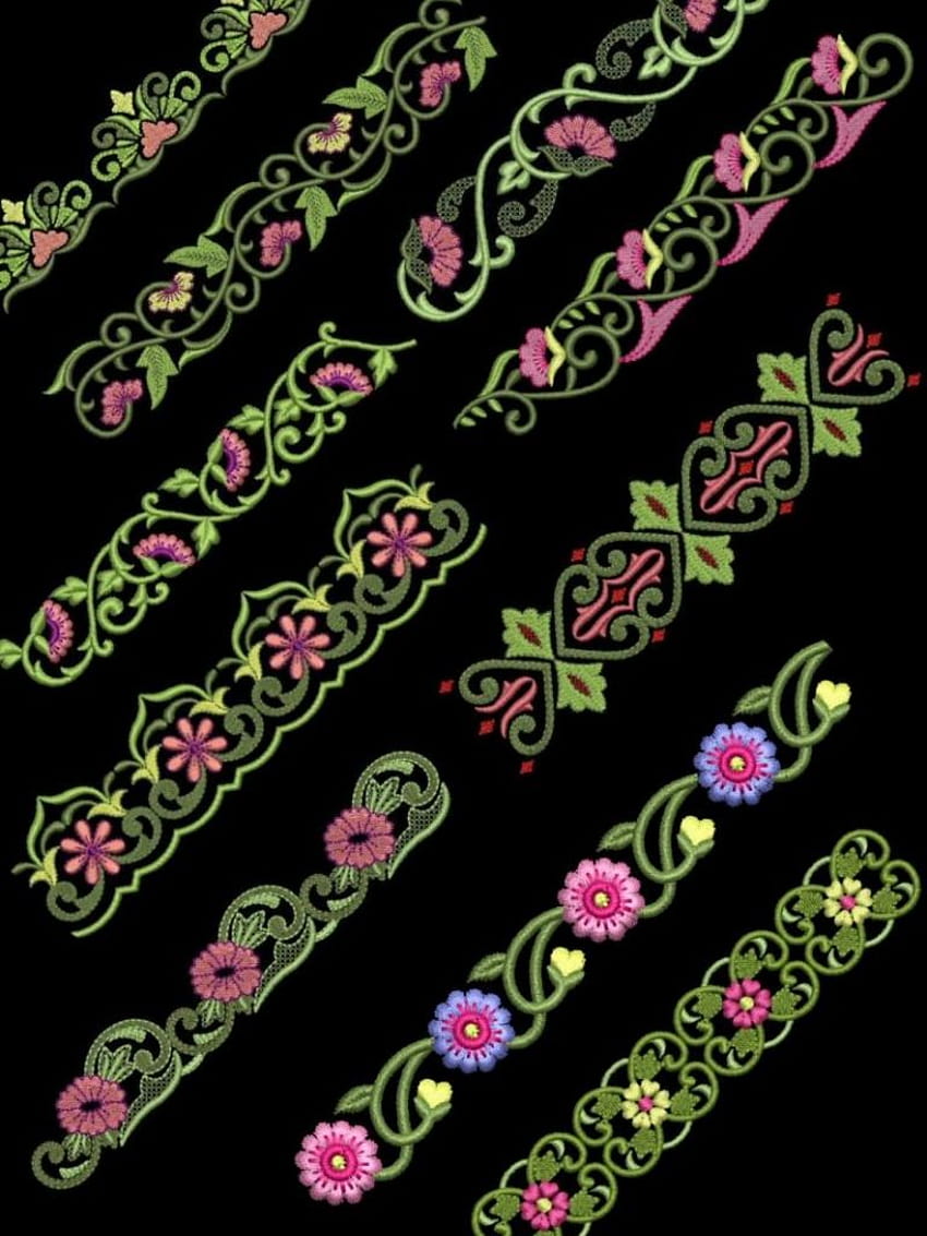 flower border machine embroidery design HD phone wallpaper