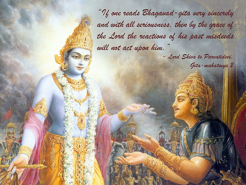 Krishna cita la Bhagavad Gita. CitazioniGram, citazioni di Sfondo HD