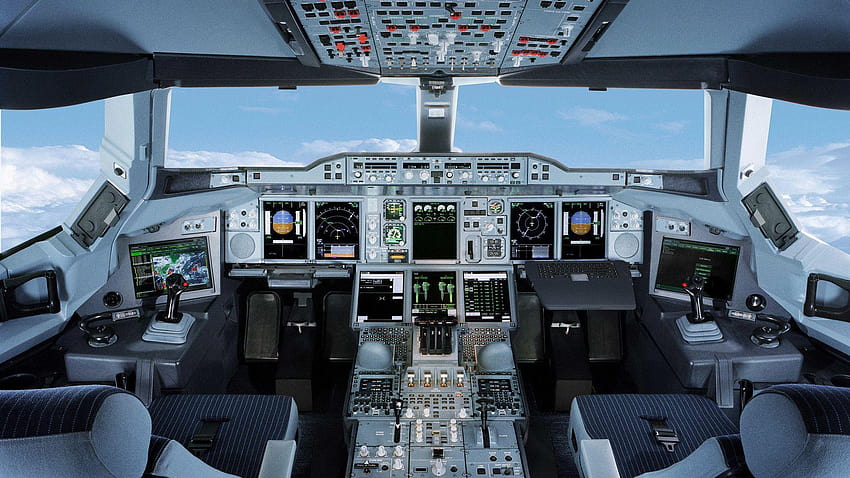 Airbus A380 Cabina di pilotaggio, cabina di pilotaggio 1920x1080 Sfondo HD