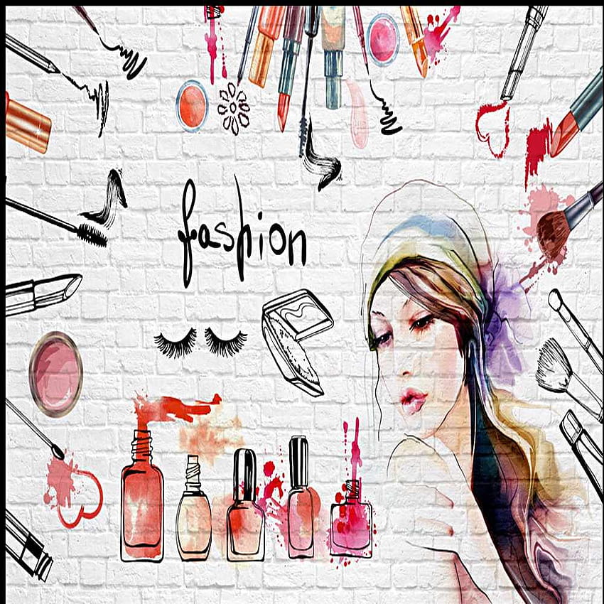Dropship Drop Shipping Custom Mural Watercolor Brick Hand Painted Cosmetics Nail Shop Makeup Shop Backgrounds Commerce HD phone wallpaper