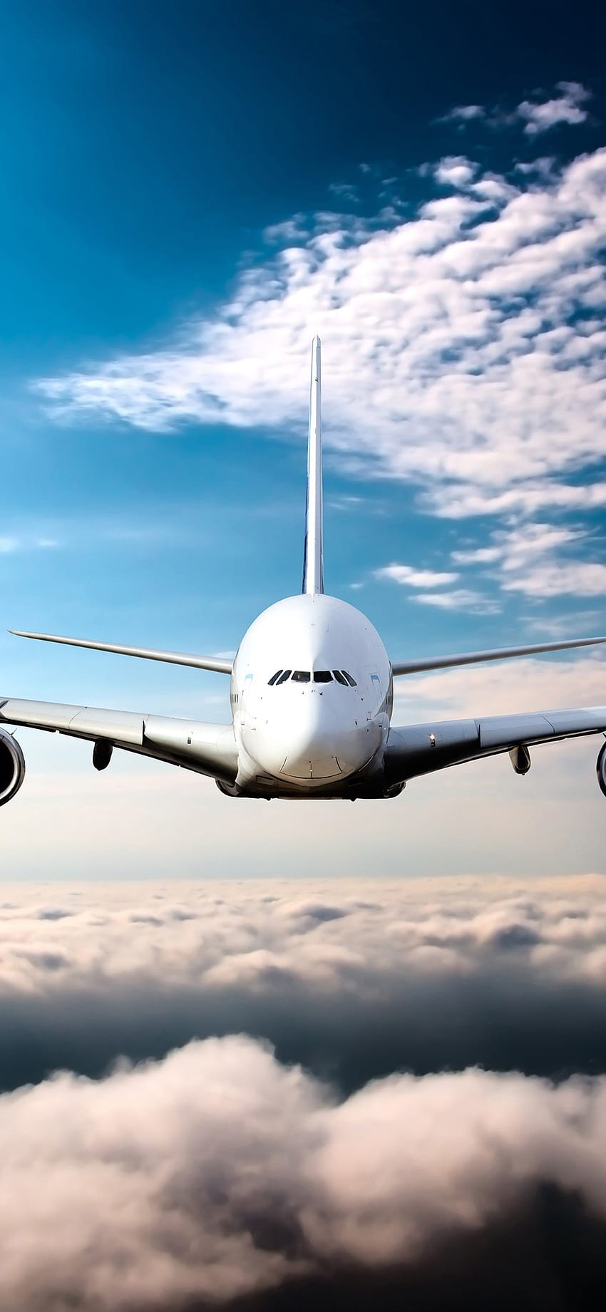 Iphone Samolot pasażerski widok z przodu, lot, widok samolotu Tapeta na telefon HD