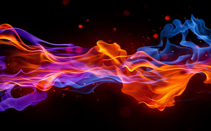 火と水の煙、火と水 高画質の壁紙