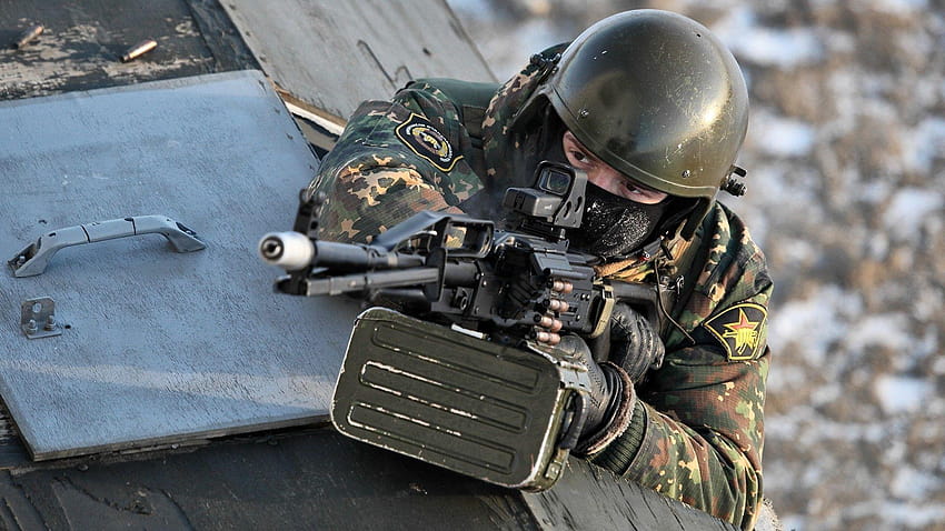 군인, 남자, PKP Pecheneg, 기관총, 무기, Spetsnaz, 러시아어, 러시아 군대 HD 월페이퍼