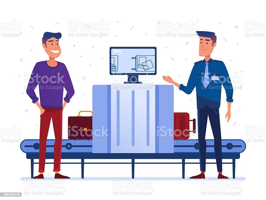 Customs Security Guard On Xray Checkpoint In The Airport Stock Illustration HD wallpaper