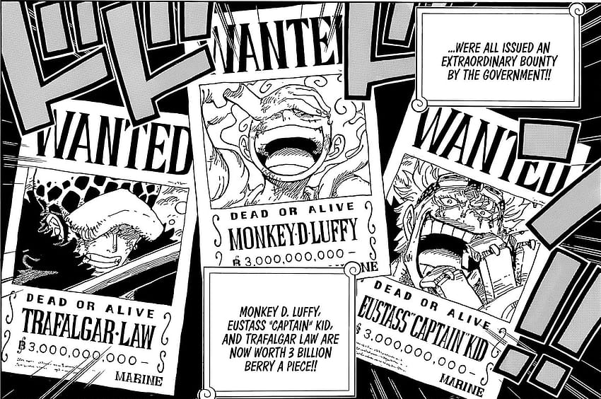 Free download | Luffy, Kid, and Law's new bounties, bounty one piece ...