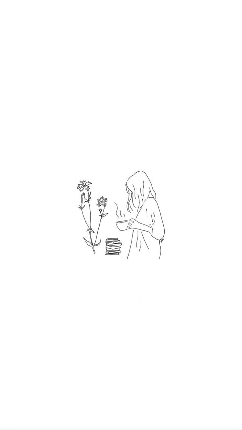 Dibujo minimalista de flores, dibujos estéticos de flores. fondo de pantalla del teléfono