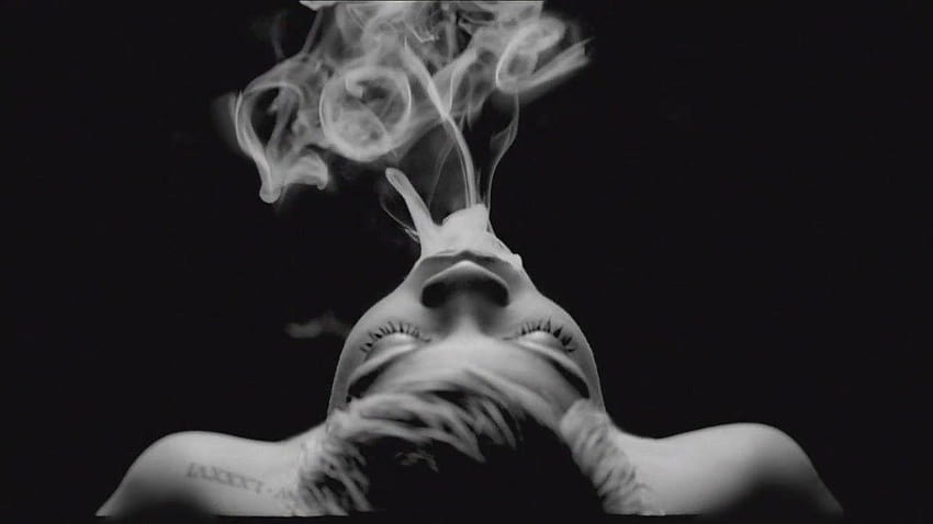 black and white smoking girl HD wallpaper