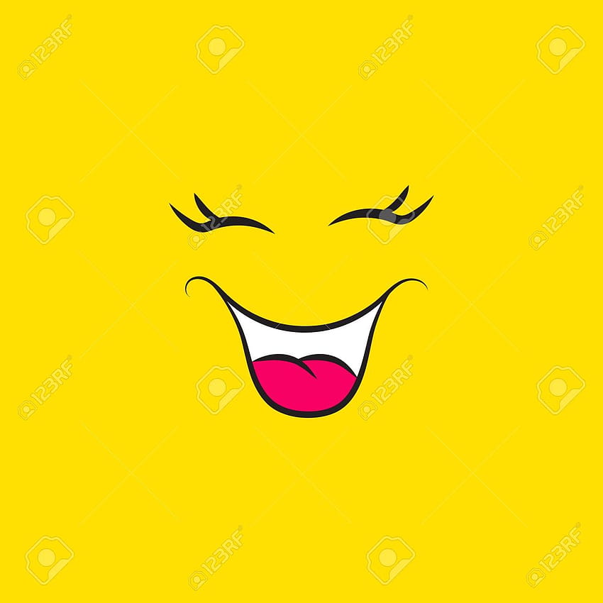 Divertente icona faccina sorridente su sfondi gialli Ridere, ridere emoji Sfondo del telefono HD
