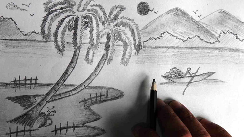 How To Draw Nature Scenery - Step By Step - Cool Drawing Idea