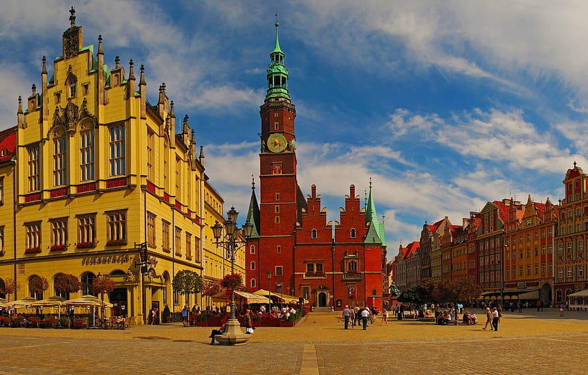 casa, área, Polonia, ayuntamiento, Wroclaw, Breslau, Wroclaw , sección город fondo de pantalla