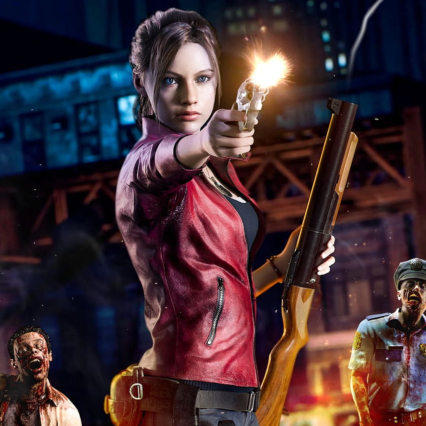 Claire Redfield Guns vs Zombies Resident Evil 2 Remake 4K Wallpaper 32785