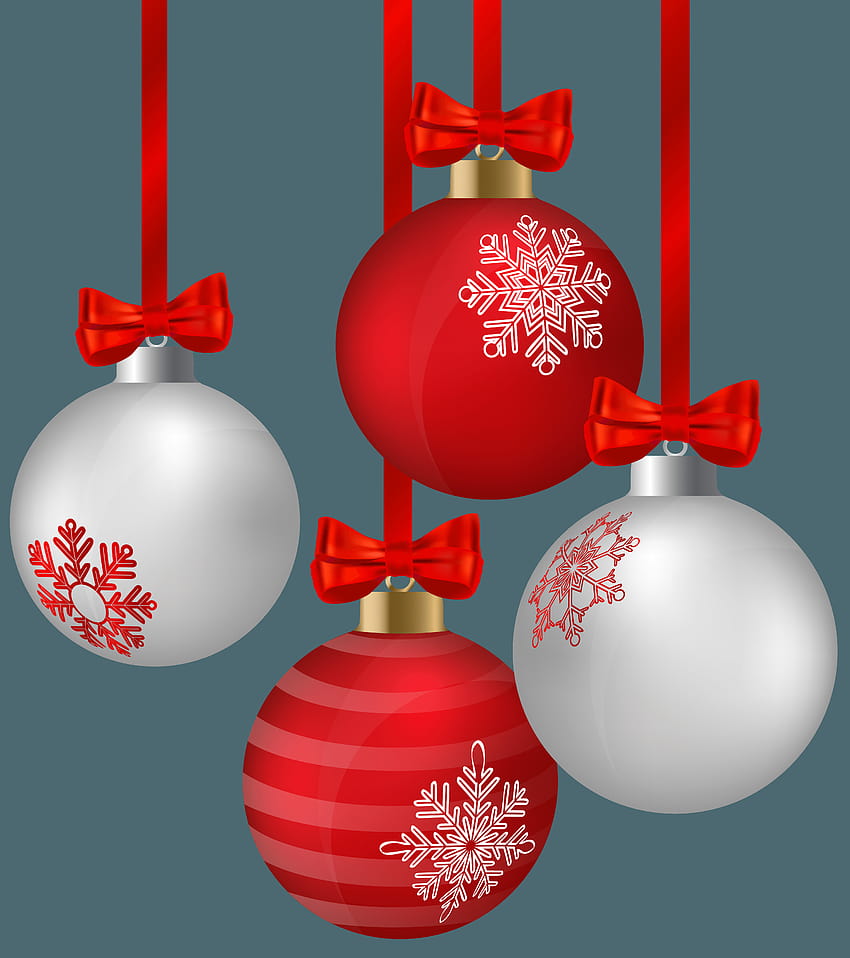White and Red Hanging Christmas Ornaments PNG Clipart, christmas bulbs ...