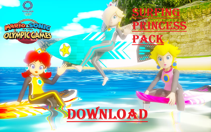 Опаковка MMD Surfing Peach, Daisy и Rosalina HD тапет