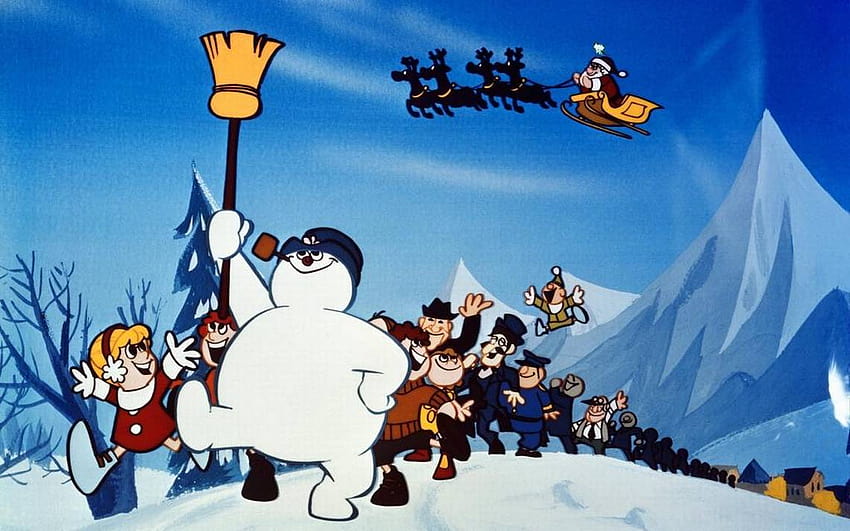 クリスマスの古典的な漫画フロスティを見る雪だるま, クリスマスの冷ややかな 高画質の壁紙