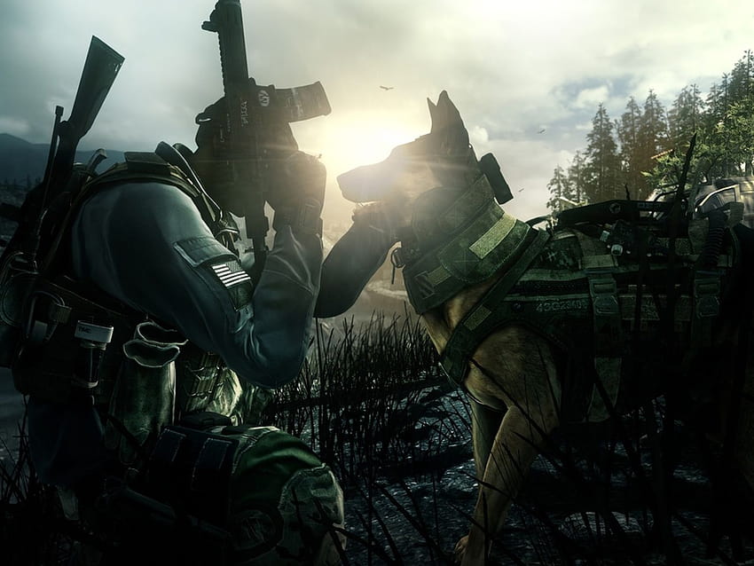 Call of Duty: Ghosts の犬ライリーがヘッドセットでコマンドを実行、サイモン ゴースト ライリー 高画質の壁紙