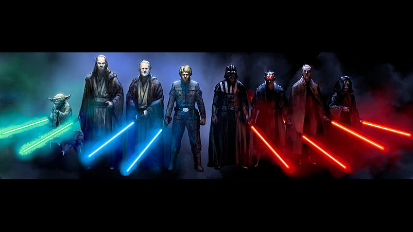 : Yıldız Savaşları, Darth Vader, Yoda, Obi Wan Kenobi, Luke Skywalker, gece yarısı, Darth Maul, karanlık, Ekran görüntüsü, 1920x1080 piksel, bilgisayar , müzikal tiyatro, kurgusal karakter, özel efektler, Olgu, görsel efektler 1920x1080, darth vader ışın kılıcı bilgisayarı HD duvar kağıdı