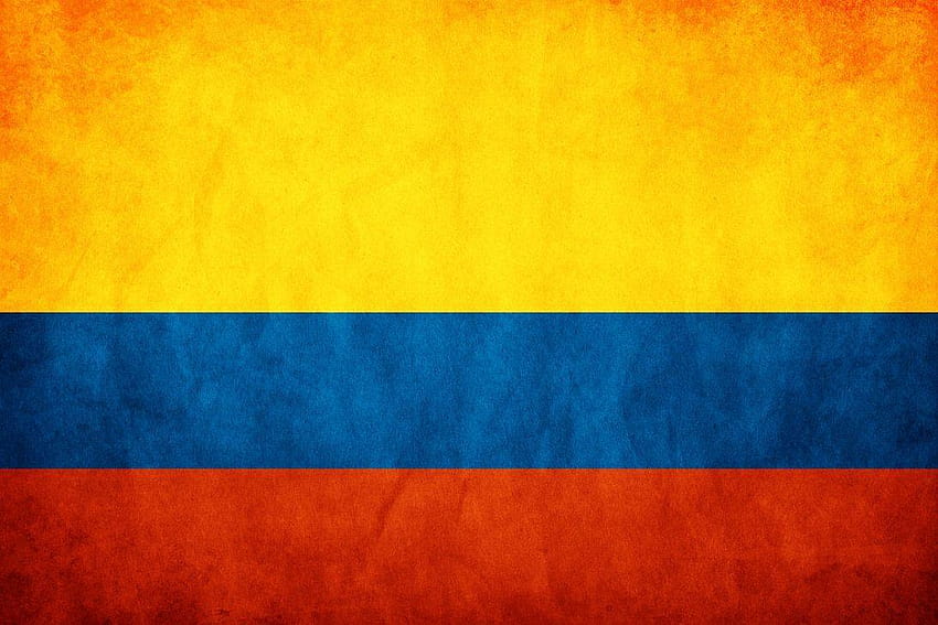 Los colores tradicionales de Colombia . Amarillo, azul y rojo. エン、バンデラ デ コロンビア 高画質の壁紙