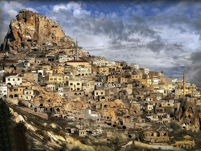 Formations rocheuses inhabituelles en Cappadoce, Turquie, parc national de goreme Fond d'écran HD