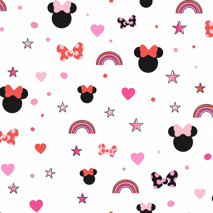York Wallcoverings DI0992 Disney Minnie Mouse Rainbow Red Tapeta na telefon HD
