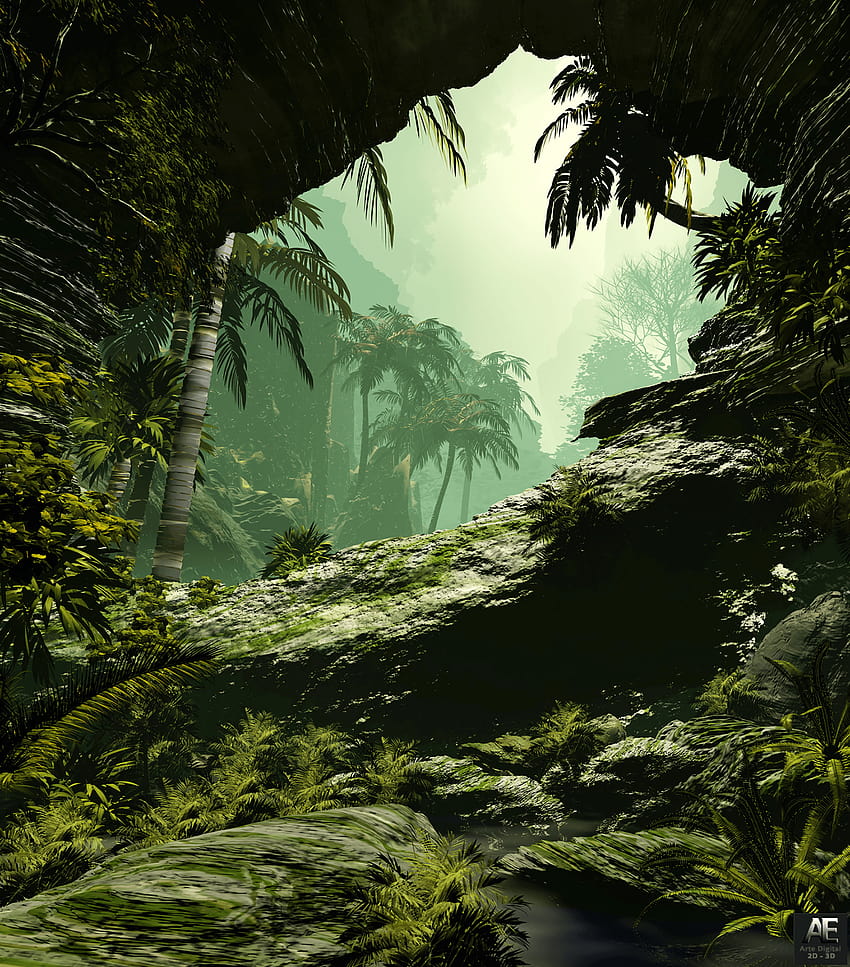 2796x3182 palme, giungla, arte, vegetazione Sfondo del telefono HD