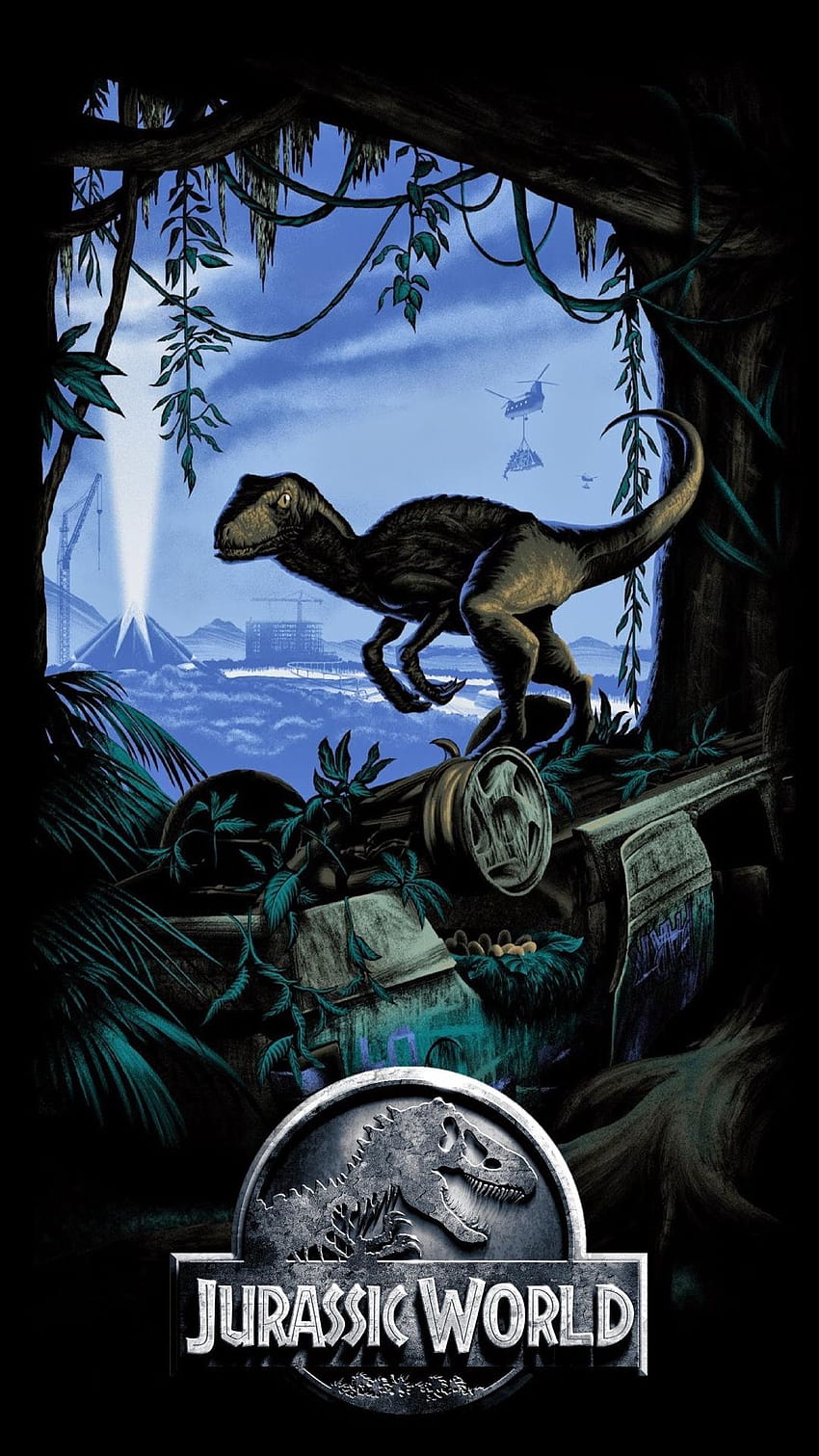 Jurassic Park, velociraptor biru wallpaper ponsel HD