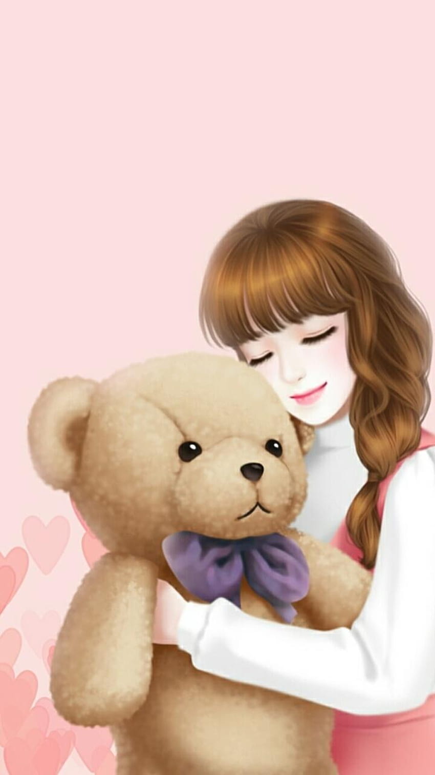 art, art girl, background, bear, beautiful, beautiful girl, cute bear faces HD phone wallpaper