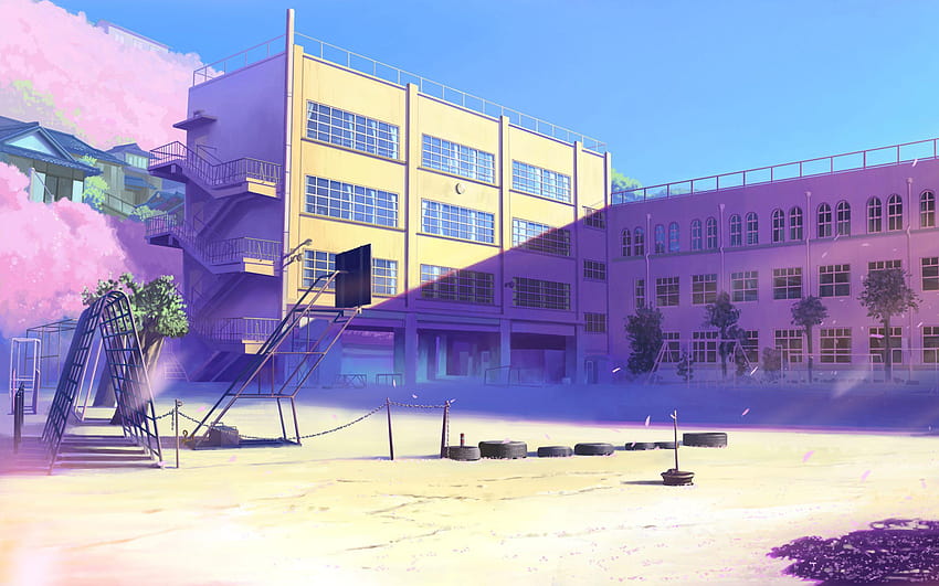 School yard in 2019, anime places HD wallpaper