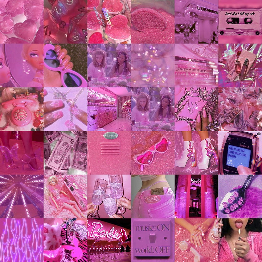 90 Pink Y Wall Collage digital, y glitter pink HD phone wallpaper | Pxfuel