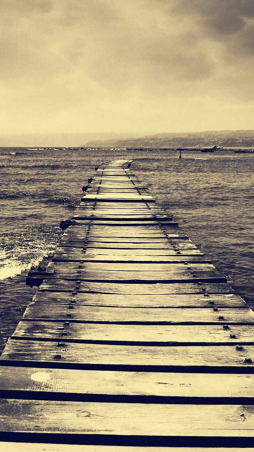 Vintage Sepia Dock Over Sea Android [1080x1920] for your , Mobile & Tablet HD phone wallpaper