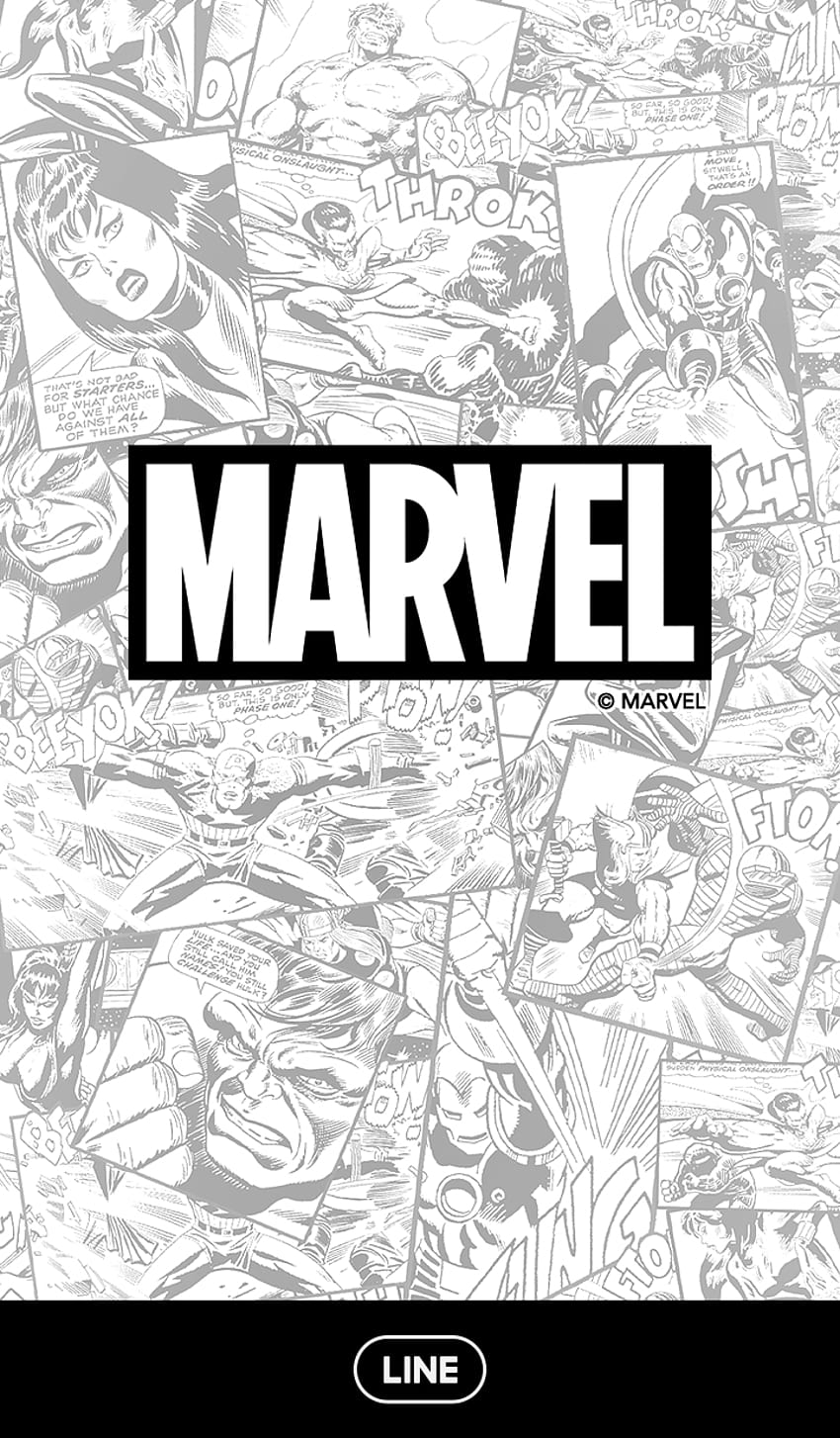 Marvel Comic in bianco e nero, vendicatori bianchi Sfondo del telefono HD