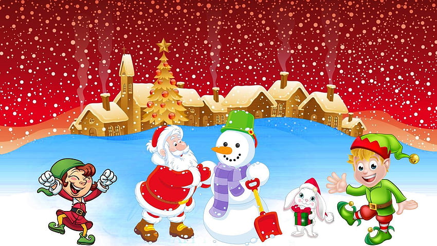 Christmas Winter Santa Making Snowman Joy Of The First Snow Christmas 3840x2400 : 13 HD wallpaper