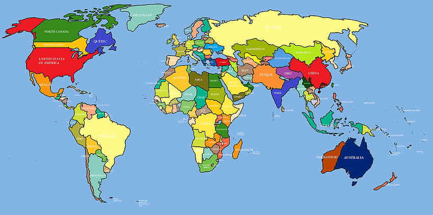 Mappa del mondo Una mappa dei paesi cliccabile su Pic, mappe del mondo con i paesi Sfondo HD