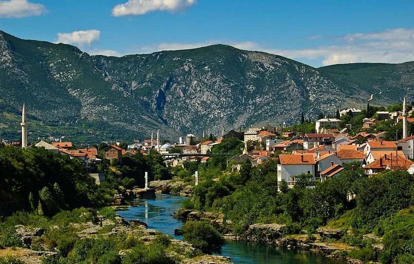 landscape, mountains, building, Bosnia and, mostar bosnia herzegovina HD wallpaper