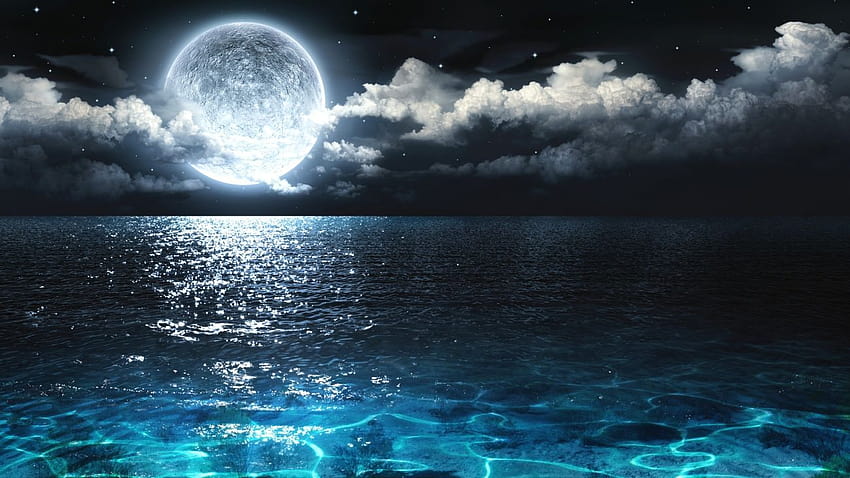 Naturaleza Luna Océano Noche q Alta calidad en resolución 10K para… fondo de pantalla