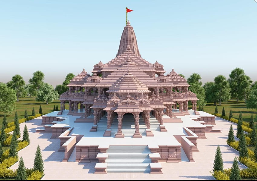 ] Ayodhya의 Ram Mandir을 증명하는 아름다운 삽화는 장인 정신의 훌륭한 예가 될 것입니다, Ram Temple HD 월페이퍼
