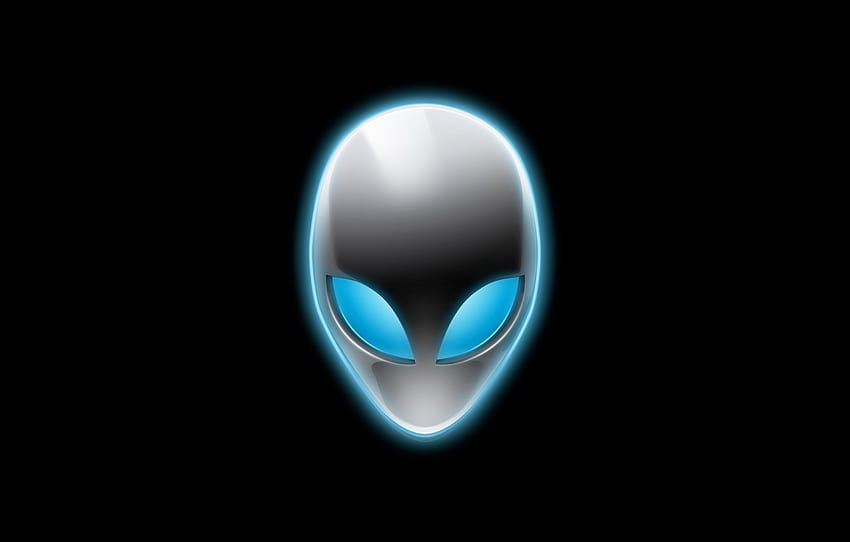 logotipo, alienígena, fundo preto, Alienware, a cabeça do alienígena, seção рендеринг, alienígena legal papel de parede HD