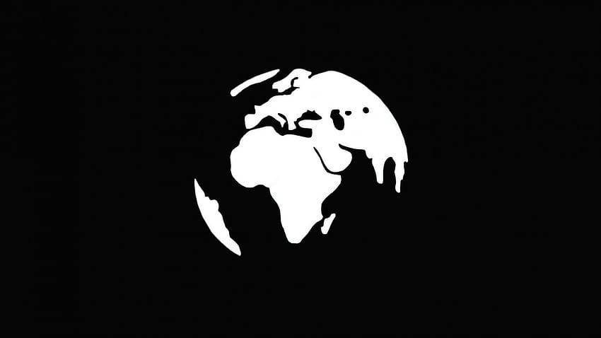 Światowy minimalizm proste czarno-białe kontynenty Afryka Europa globusy, proste czarno-białe Tapeta HD