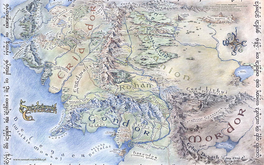 Map Of Middle Earth for , Mobile & Tablet. [2560x1600]. 7 Lord Of The Rings Map Wal… in 2020, middle earth map HD wallpaper