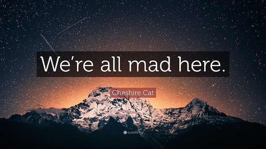 Cheshire Cat Quote: “We're all mad here.”, were all mad here HD wallpaper