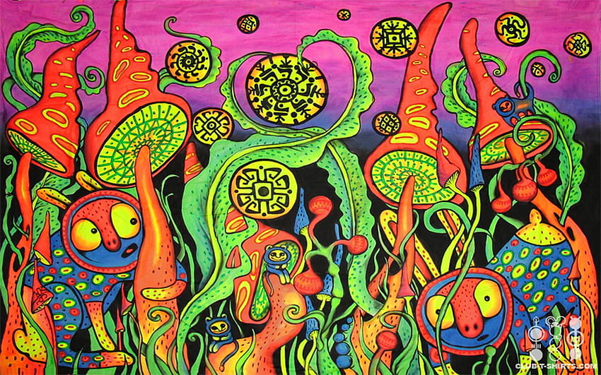 Trippy Psychedelic Mushroom Art, магическа гъба за смартфон HD тапет