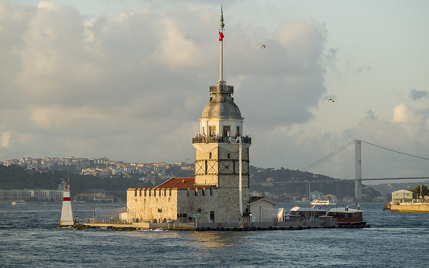Istanbul Turkey towers Maiden Tower Kiz Kulesi, 3840x2400 HD wallpaper
