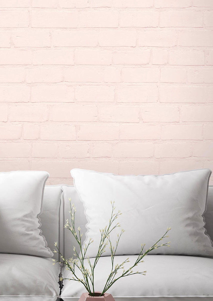 Blush Brick Effect by Woodchip & Magnolia, pink brick HD phone wallpaper